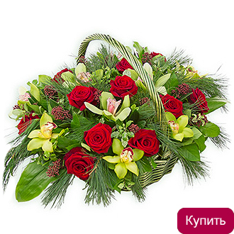 Корзина с розами Благополучие