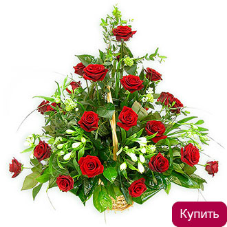 Корзина из роз Круглая дата